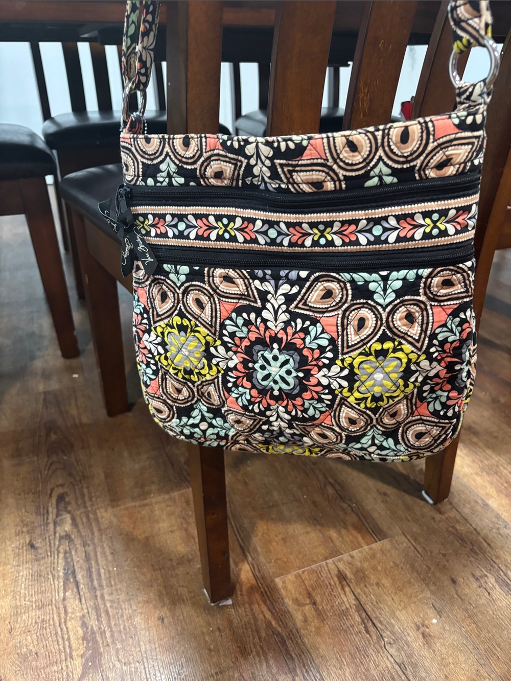 Vera Bradley Quilted Floral Medallion Crossbody - Black, Coral, Mint, Yellow,